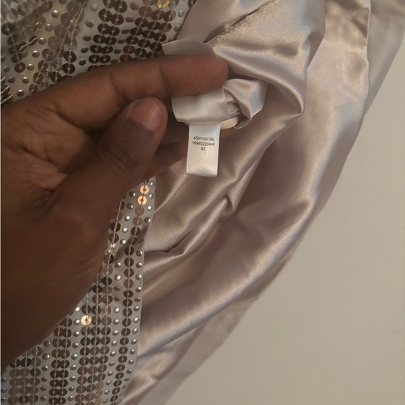 Y2K Silver Sequin Pencil Mini Skirt Party Glitter Bodycon Festival Disco Glam - Picture 3 of 8